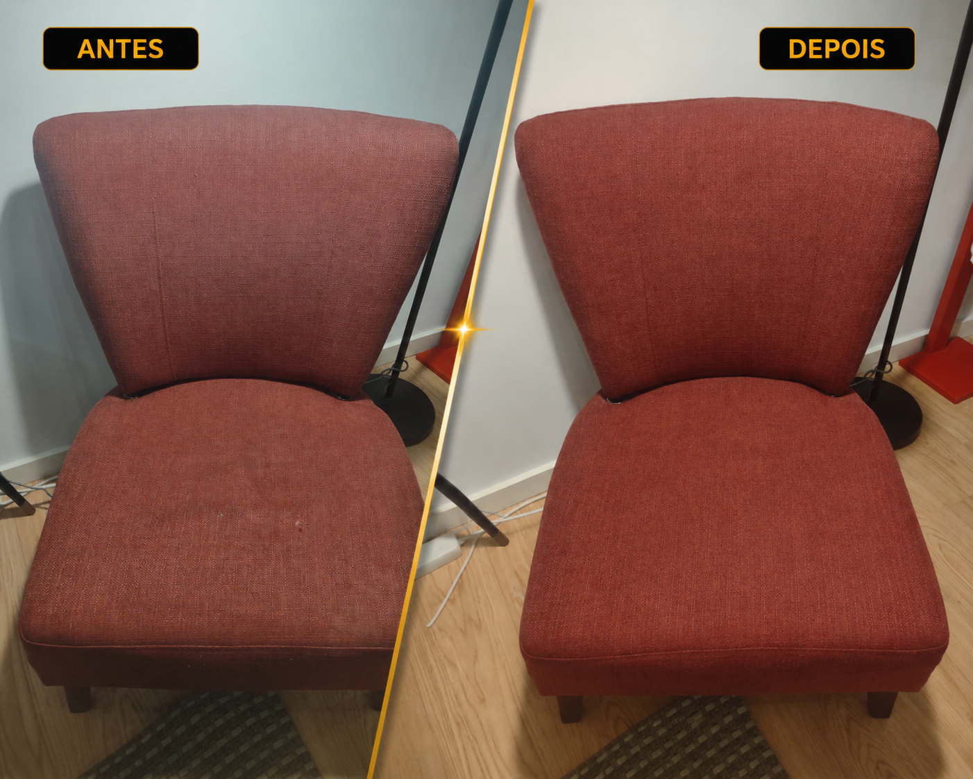 Limpeza de poltrona — Antes e Depois