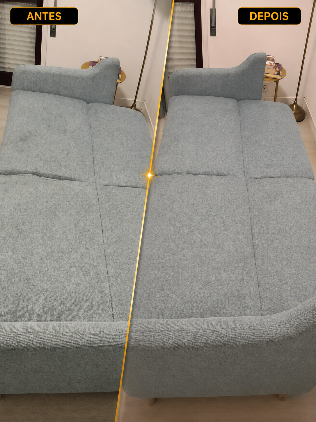 Limpeza de sofá — Antes e Depois