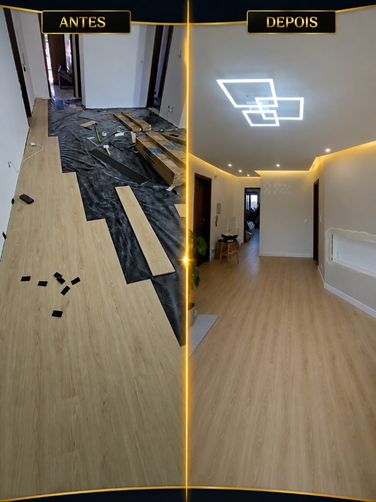 Pavimento e iluminação — Antes e Depois